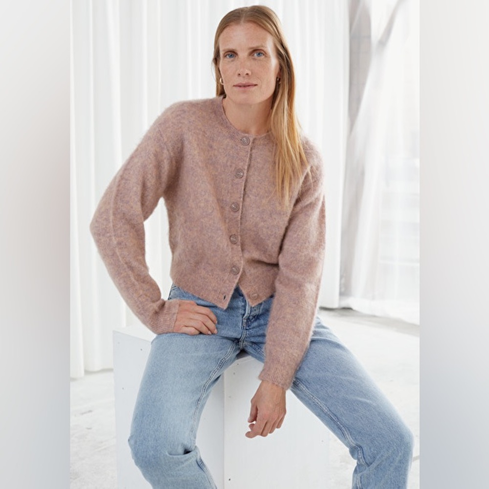 & Other Stories Wool Alpaca Blend Pink Cardigan Size XS